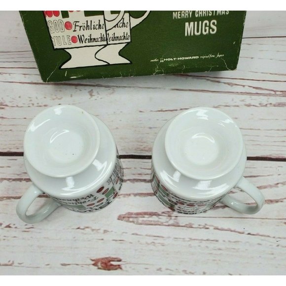 Vintage Never Used Open Box Holt Howard Merry Christmas Around The World Mugs - Picture 6 of 11